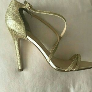 Ivanka Trump Gold Glitter Strappy Sandals